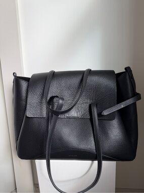 RADLEY LONDON Black Pebbled Leather Flap Tote